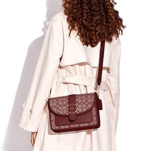 Coach Lonnie Crossbody In Signature Burgundy Jacquard - NWT!